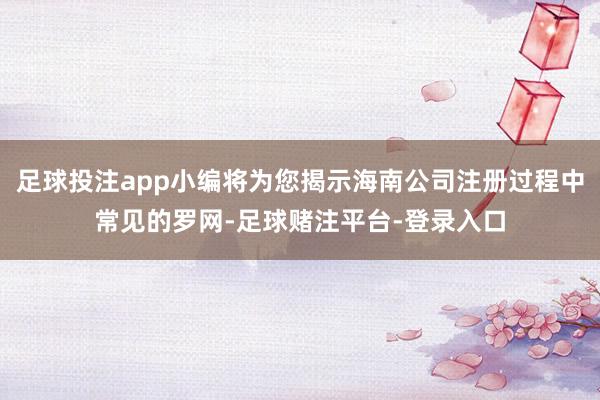 足球投注app小编将为您揭示海南公司注册过程中常见的罗网-足球赌注平台-登录入口