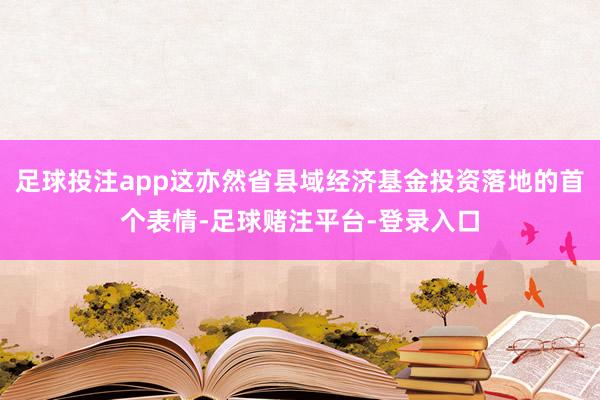 足球投注app这亦然省县域经济基金投资落地的首个表情-足球赌注平台-登录入口
