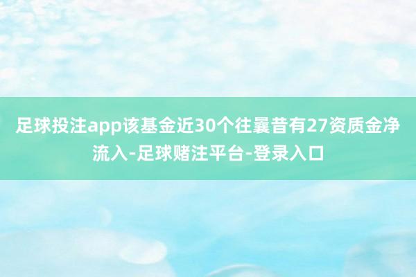 足球投注app该基金近30个往曩昔有27资质金净流入-足球赌注平台-登录入口