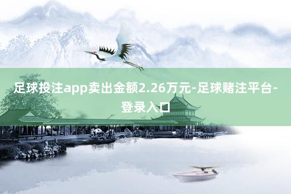 足球投注app卖出金额2.26万元-足球赌注平台-登录入口