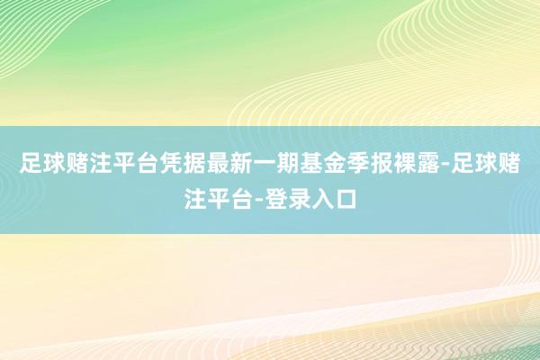足球赌注平台凭据最新一期基金季报裸露-足球赌注平台-登录入口