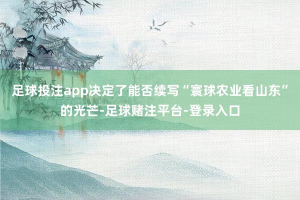 足球投注app决定了能否续写“寰球农业看山东”的光芒-足球赌注平台-登录入口