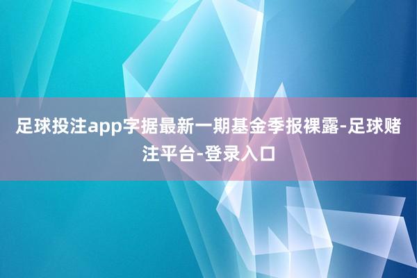 足球投注app字据最新一期基金季报裸露-足球赌注平台-登录入口